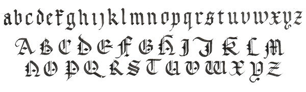 Sample calligraphy alphabet -- gothic