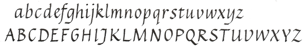 illustration of an italic calligraphy alphabet
