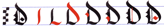 gothic writing: capital gothic letters A-Z: letter D