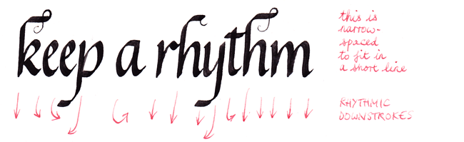 italic calligraphy: keep a rhythm